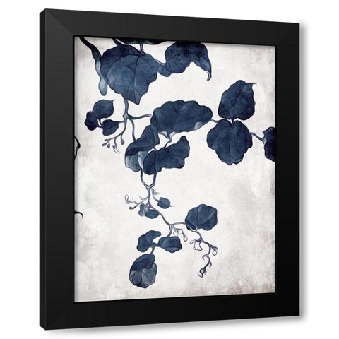 Blue Hanging Leaves 2 Black Modern Wood Framed Art Print by Villa, Milli