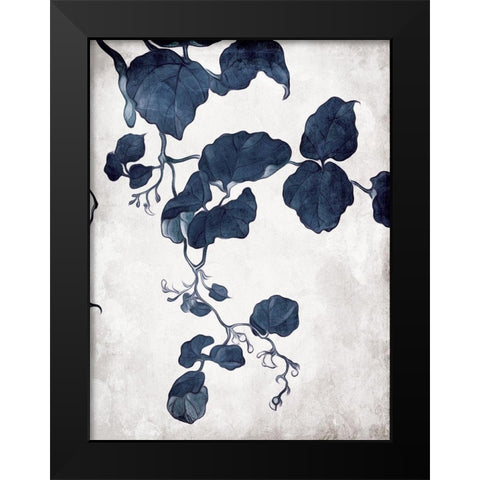 Blue Hanging Leaves 2 Black Modern Wood Framed Art Print by Villa, Milli