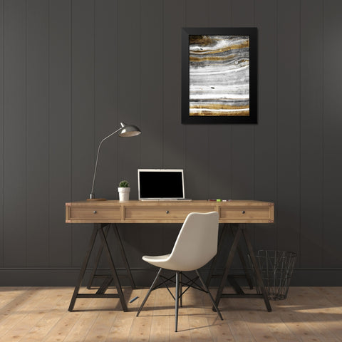 Gold Flow Black Modern Wood Framed Art Print by Villa, Milli
