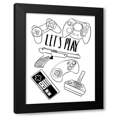 Retro Gaming Black Modern Wood Framed Art Print by Villa, Milli