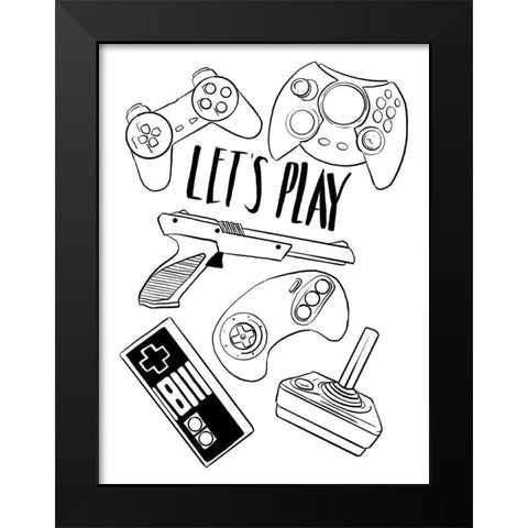 Retro Gaming Black Modern Wood Framed Art Print by Villa, Milli