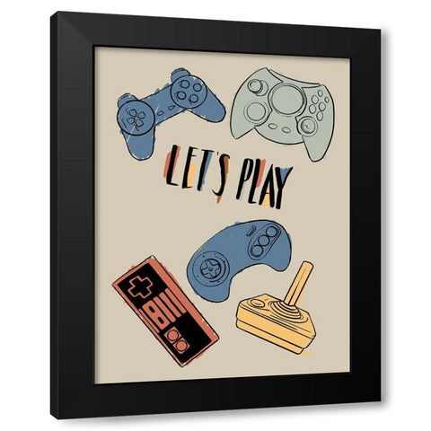 Retro Game Play Black Modern Wood Framed Art Print with Double Matting by Villa, Milli