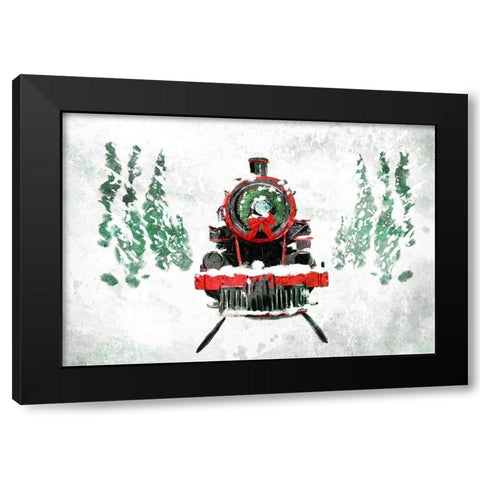 A Train In Christmas Black Modern Wood Framed Art Print by Villa, Milli