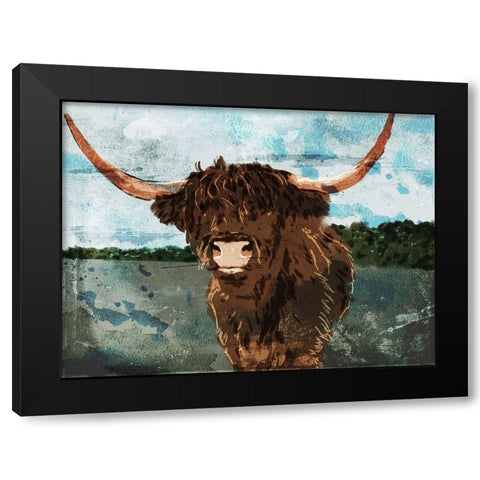 Hi Bull Black Modern Wood Framed Art Print with Double Matting by Villa, Milli