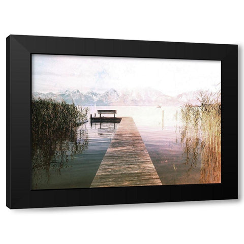 Dock To The Mountain Black Modern Wood Framed Art Print by Villa, Milli