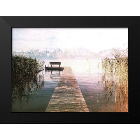 Dock To The Mountain Black Modern Wood Framed Art Print by Villa, Milli