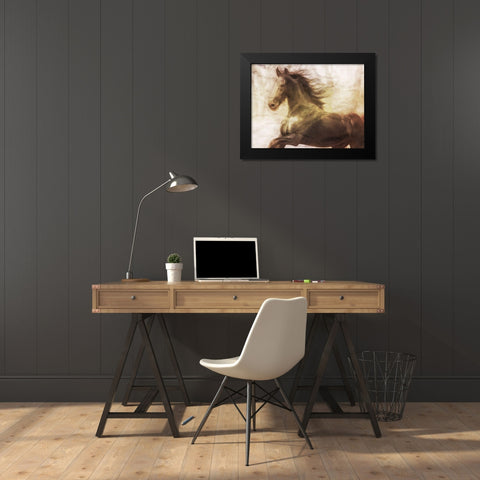 Horse On The Run Black Modern Wood Framed Art Print by Villa, Milli
