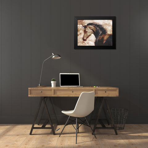 Look At The Horse Black Modern Wood Framed Art Print by Villa, Milli