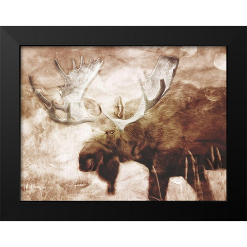 Look At The Moose Black Modern Wood Framed Art Print by Villa, Milli