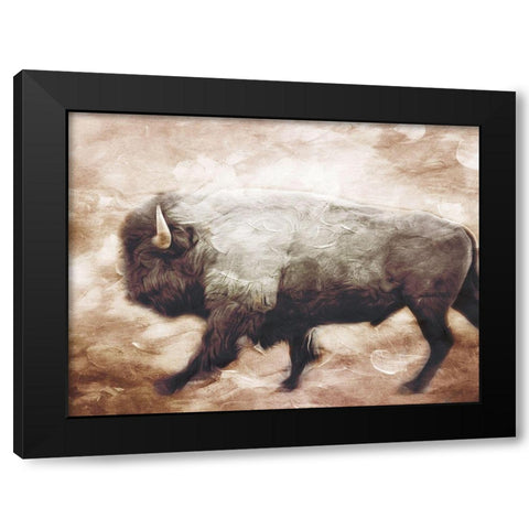 Buffalo Walk Black Modern Wood Framed Art Print by Villa, Milli