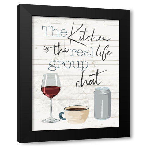 Kitchen Group Chat Black Modern Wood Framed Art Print by Villa, Milli