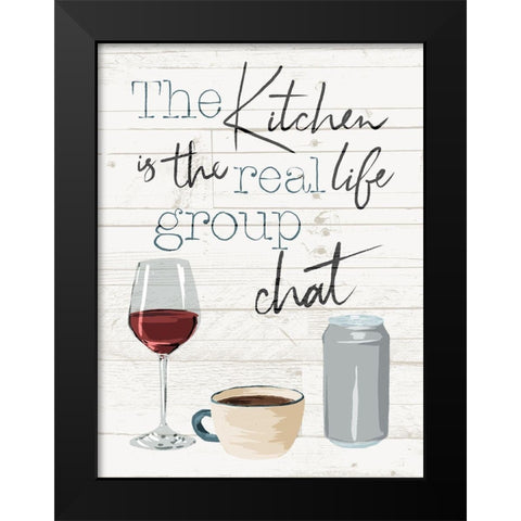 Kitchen Group Chat Black Modern Wood Framed Art Print by Villa, Milli
