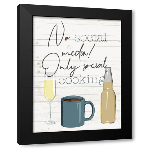 No Social Media Black Modern Wood Framed Art Print by Villa, Milli