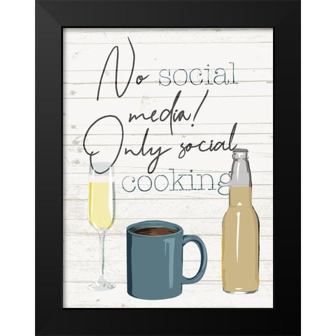 No Social Media Black Modern Wood Framed Art Print by Villa, Milli