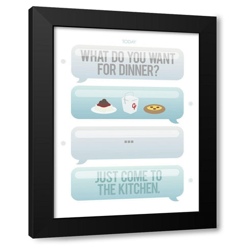 Texting For Dinner Black Modern Wood Framed Art Print by Villa, Milli