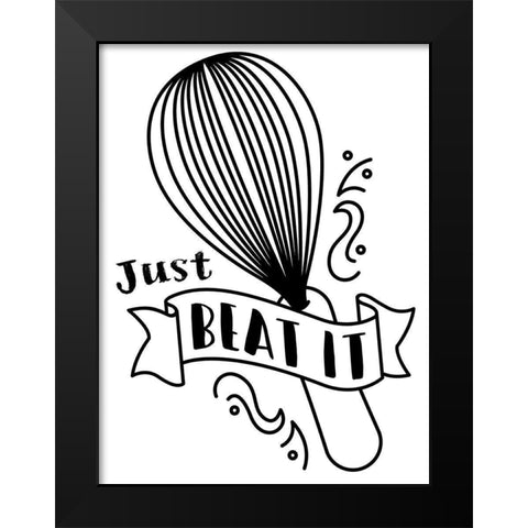 Just Beat It Black Modern Wood Framed Art Print by Villa, Milli