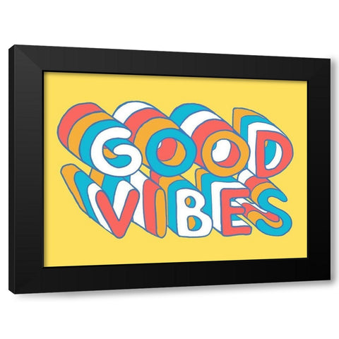 Good Vibes Black Modern Wood Framed Art Print by Villa, Milli