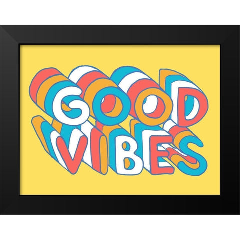 Good Vibes Black Modern Wood Framed Art Print by Villa, Milli