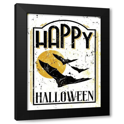Happy Bat Orange Black Modern Wood Framed Art Print by Villa, Milli
