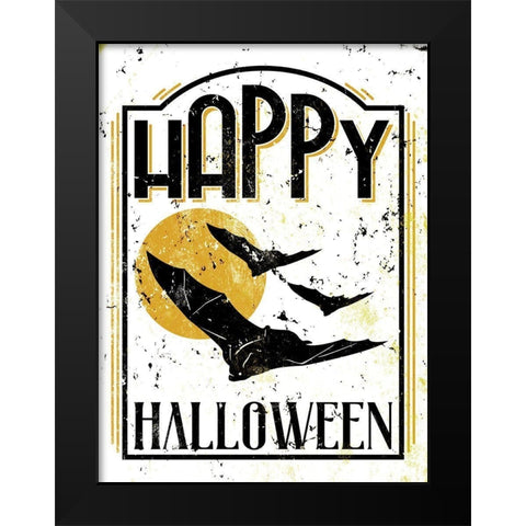 Happy Bat Orange Black Modern Wood Framed Art Print by Villa, Milli