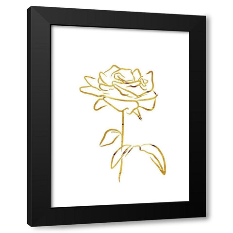 Simple Gold Flowers 1 Black Modern Wood Framed Art Print with Double Matting by Villa, Milli