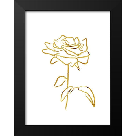 Simple Gold Flowers 1 Black Modern Wood Framed Art Print by Villa, Milli
