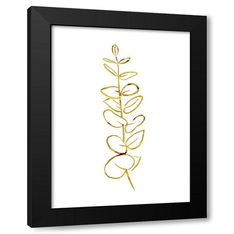 Simple Gold Flowers 3 Black Modern Wood Framed Art Print by Villa, Milli