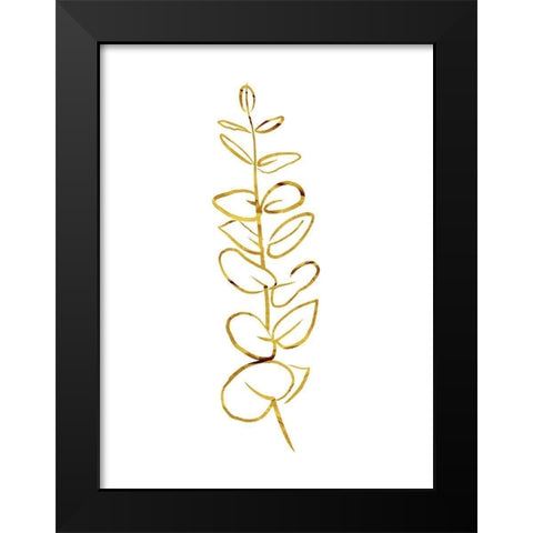 Simple Gold Flowers 3 Black Modern Wood Framed Art Print by Villa, Milli