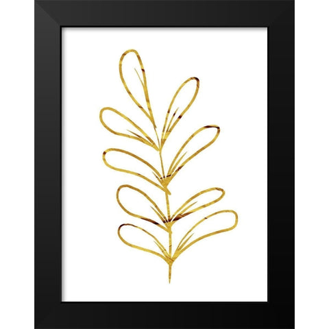 Simple Gold Flowers 4 Black Modern Wood Framed Art Print by Villa, Milli