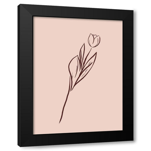 Simple Rose Flowers 2 Black Modern Wood Framed Art Print with Double Matting by Villa, Milli