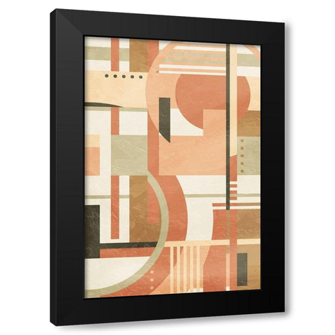 Geo Puzzle Boho Style Mate Black Modern Wood Framed Art Print with Double Matting by Villa, Milli