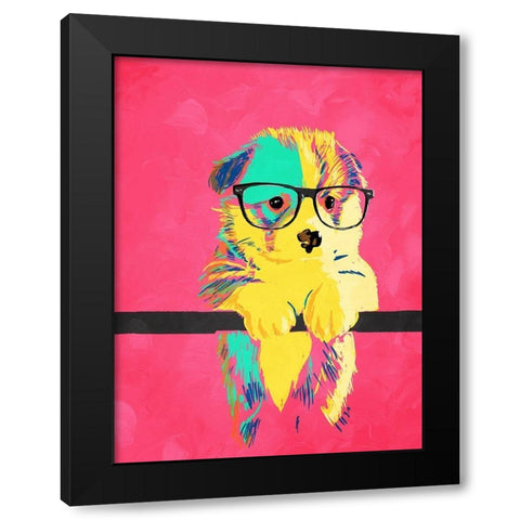 Puppy Vision Black Modern Wood Framed Art Print by Villa, Milli