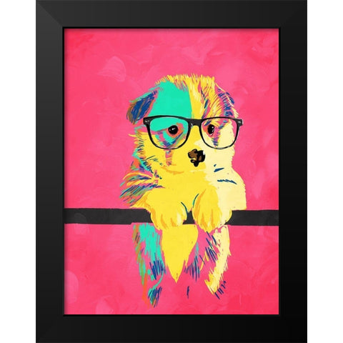 Puppy Vision Black Modern Wood Framed Art Print by Villa, Milli