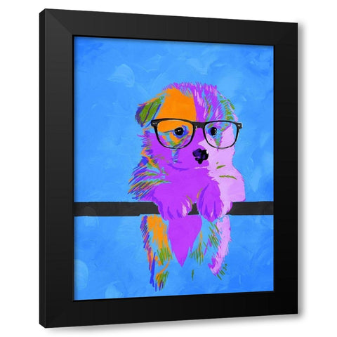 Puppy Vision V2 Black Modern Wood Framed Art Print by Villa, Milli