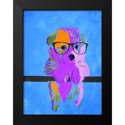 Puppy Vision V2 Black Modern Wood Framed Art Print by Villa, Milli