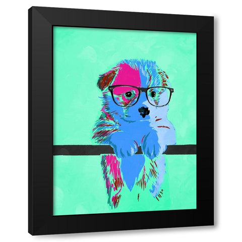 Puppy Vision V3 Black Modern Wood Framed Art Print with Double Matting by Villa, Milli