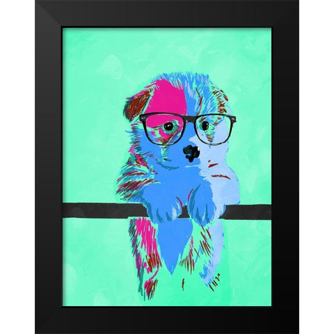 Puppy Vision V3 Black Modern Wood Framed Art Print by Villa, Milli
