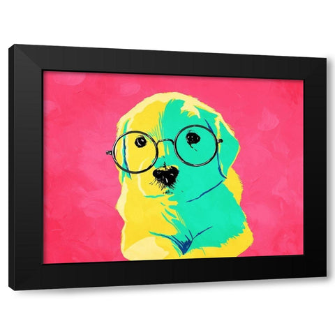 Puppy Eyes Black Modern Wood Framed Art Print with Double Matting by Villa, Milli