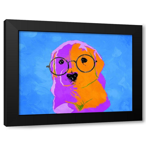 Puppy Eyes V2 Black Modern Wood Framed Art Print by Villa, Milli