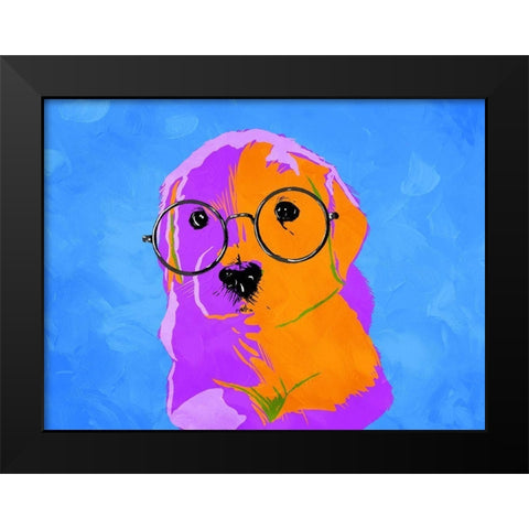 Puppy Eyes V2 Black Modern Wood Framed Art Print by Villa, Milli
