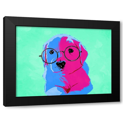 Puppy Eyes V3 Black Modern Wood Framed Art Print by Villa, Milli