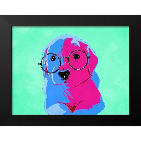 Puppy Eyes V3 Black Modern Wood Framed Art Print by Villa, Milli