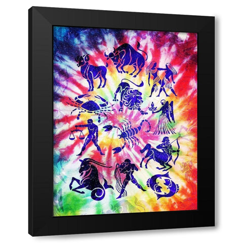 Zodiac Tie Dye Black Modern Wood Framed Art Print by Villa, Milli