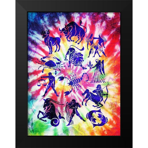 Zodiac Tie Dye Black Modern Wood Framed Art Print by Villa, Milli