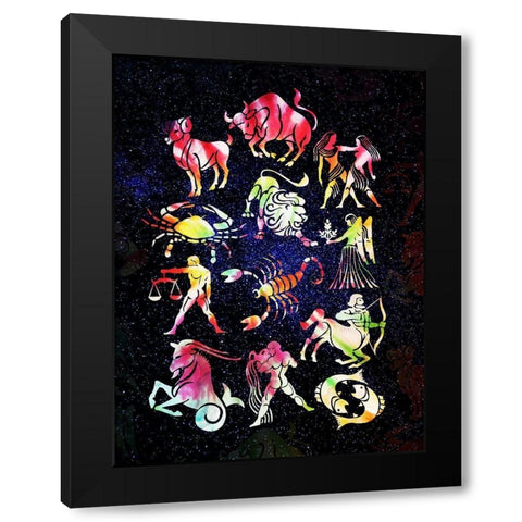 Zodiac Tie Dye Reverse Black Modern Wood Framed Art Print by Villa, Milli
