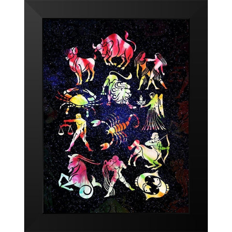 Zodiac Tie Dye Reverse Black Modern Wood Framed Art Print by Villa, Milli