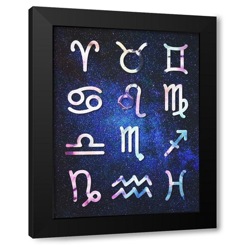 Symbol Zodiac Tie Dye Reverse Black Modern Wood Framed Art Print by Villa, Milli