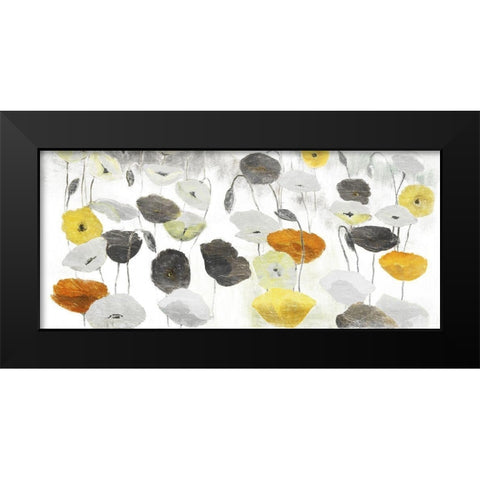Yellow Grey Poppies Black Modern Wood Framed Art Print by Villa, Mlli