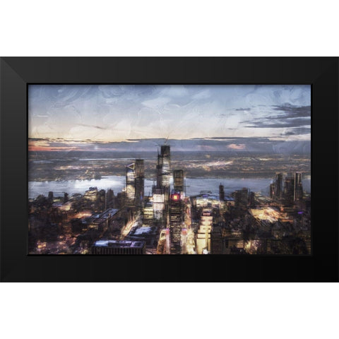 City On The Water Black Modern Wood Framed Art Print by Villa, Mlli