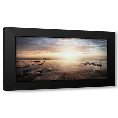 Walk On The Beach Black Modern Wood Framed Art Print with Double Matting by Villa, Mlli